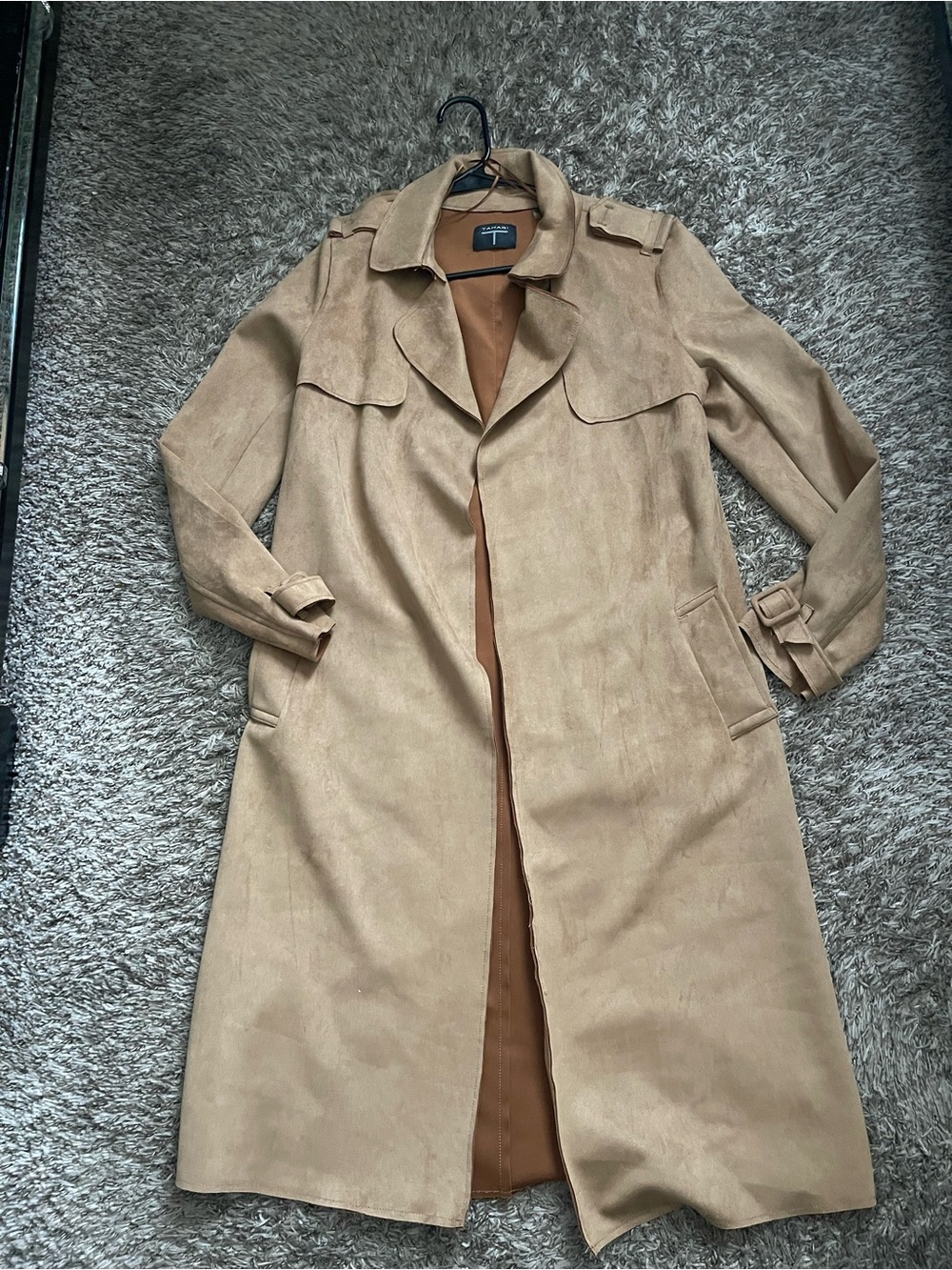 Tahari Camel Tan Long Trench Coat